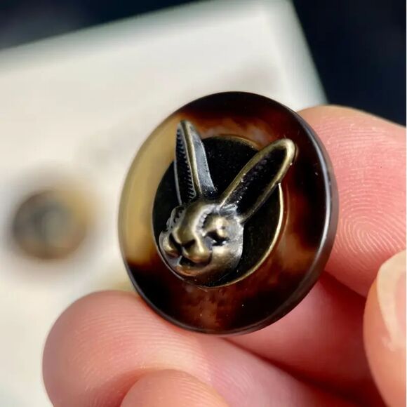 5 pcs Vintage Resin Rabbit Head Buttons, Small Shank Decor Buttons for Clothing, - Picture 2 of 5